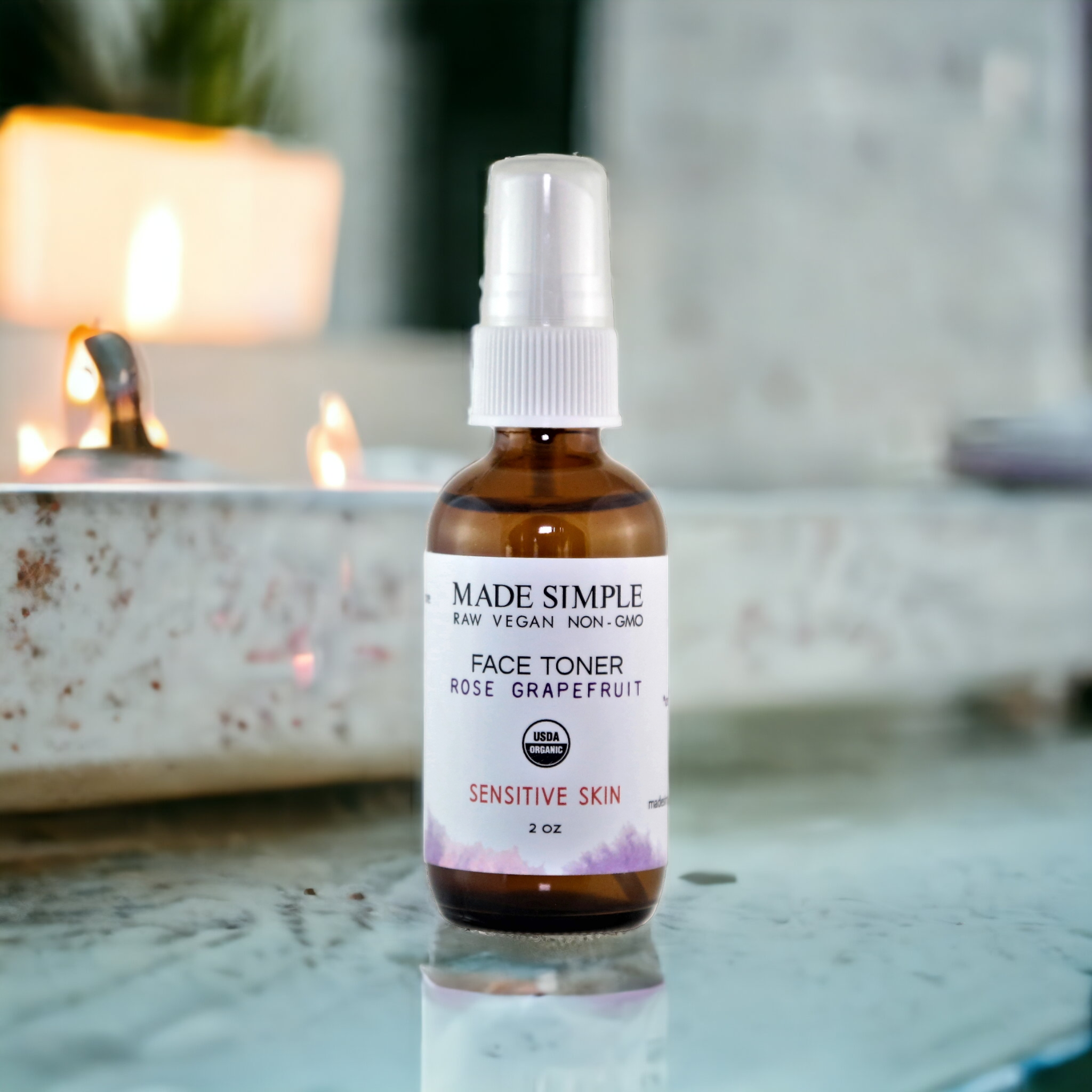 Rose Grapefruit Face Toner for Sensitive Skin - Certified Organic, Vegan & Cruelty-free Made Simple Skin Care