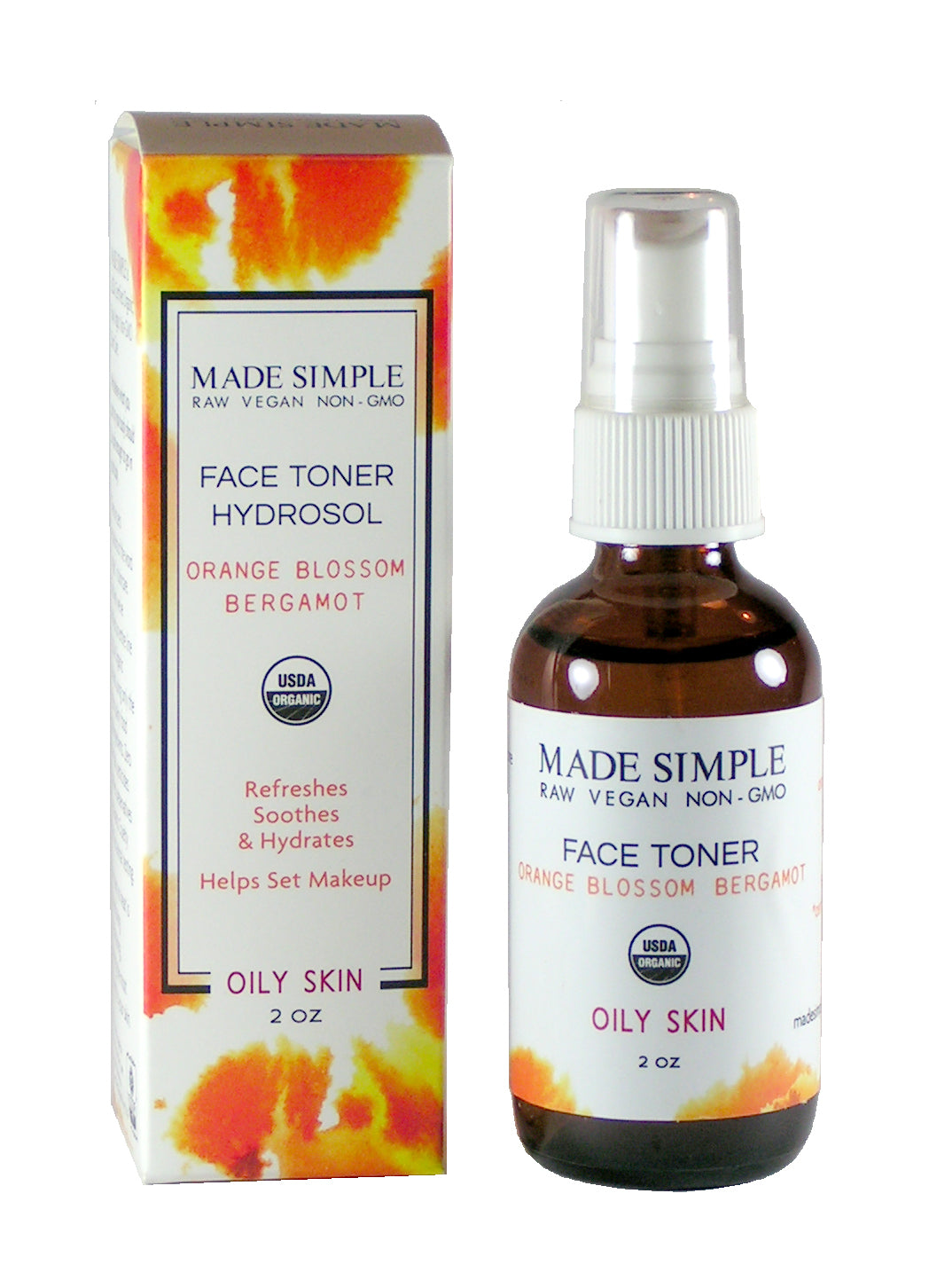 Orange Blossom Bergamot Face Toner for Oily Skin - Certified Organic, Vegan & Cruelty-free Made Simple Skin Care